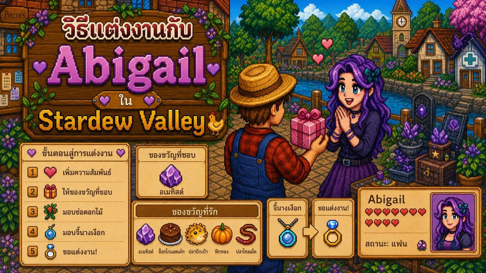 วิธีแต่งงานกับ Abigail ใน Stardew Valley