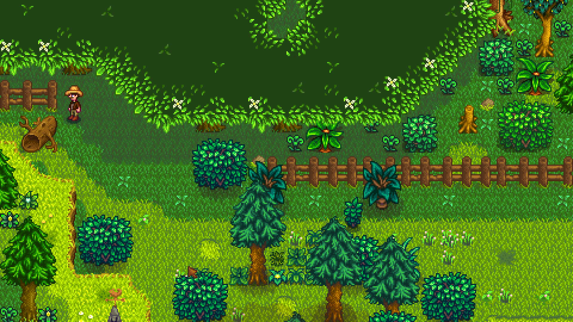 Entrance to the Secret Woods location with the log blocking it. Entrance to the Secret Woods location with the log blocking it.